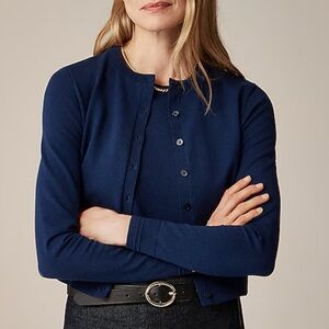 J. Crew New Jackie Cardigan in Premium Ultra-fine Cotton Blend Dark Evening NWT